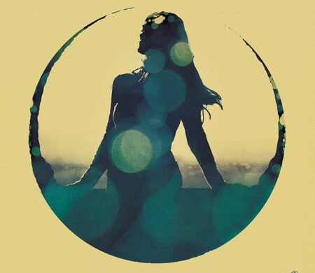 Woman in crescent moon