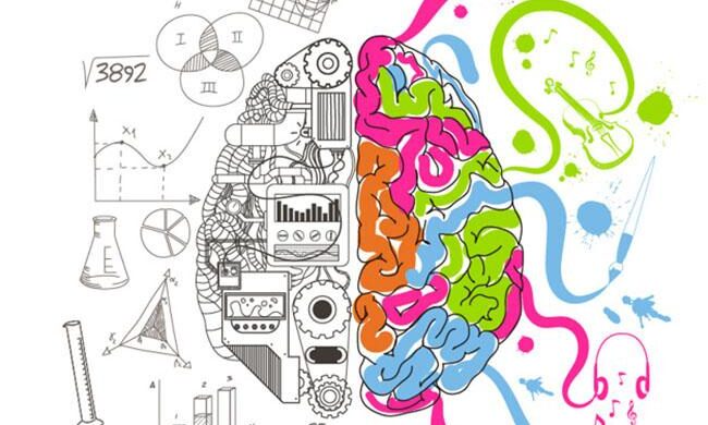Colorful graphic of left/right brain functions